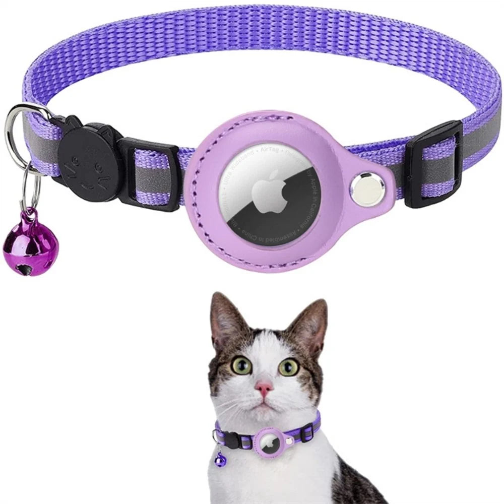 Cat Safety Collar | GPS Tracker Holder & Quick-Release | Reflective Nylon