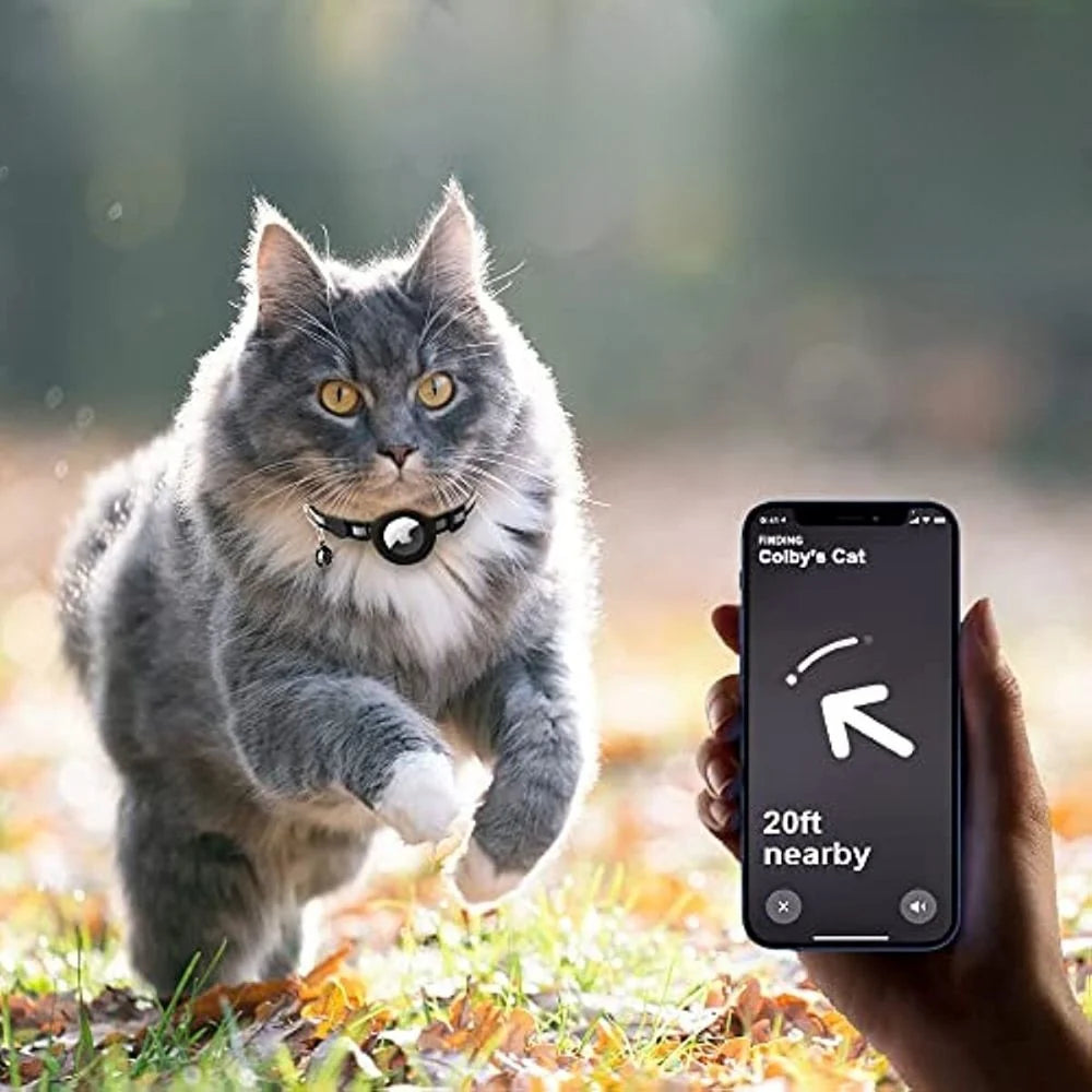 Cat Safety Collar | GPS Tracker Holder & Quick-Release | Reflective Nylon