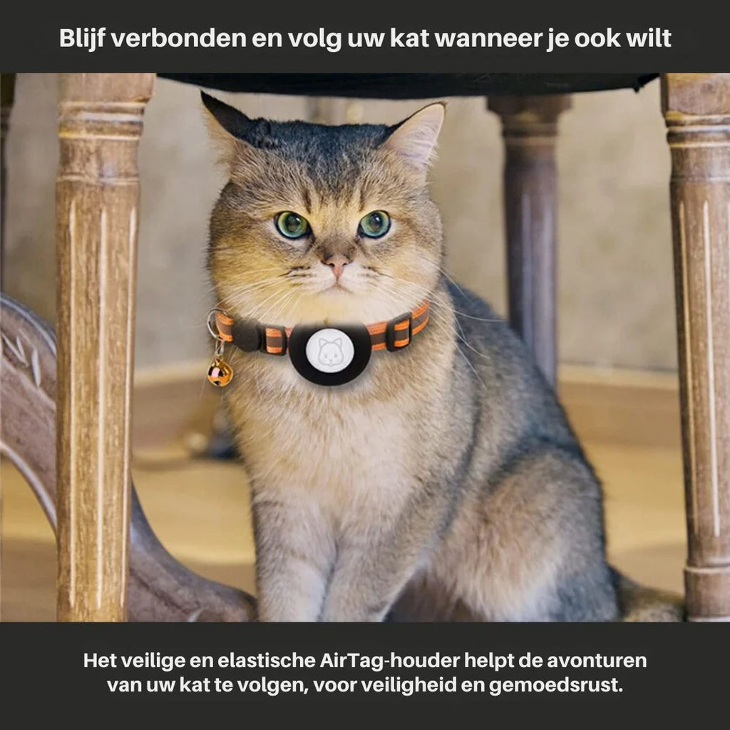 Cat Safety Collar | GPS Tracker Holder & Quick-Release | Reflective Nylon