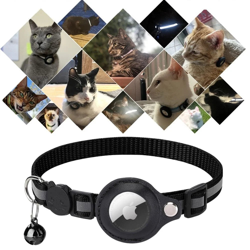 Cat Safety Collar | GPS Tracker Holder & Quick-Release | Reflective Nylon