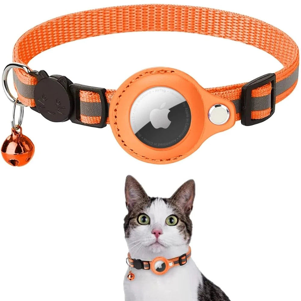 Cat Safety Collar | GPS Tracker Holder & Quick-Release | Reflective Nylon