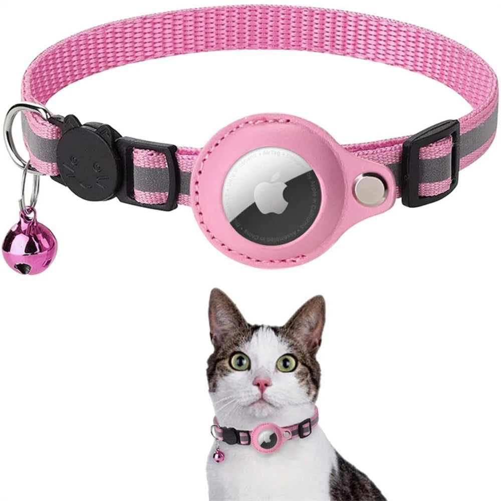 Cat Safety Collar | GPS Tracker Holder & Quick-Release | Reflective Nylon