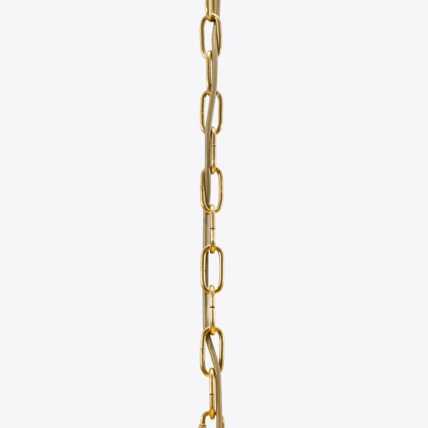 Ceiling Chandelier | Layered Green Petal Glass & Satin Brass | 80 cm Dia