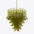 Ceiling Chandelier | Layered Green Petal Glass & Satin Brass | 80 cm Dia