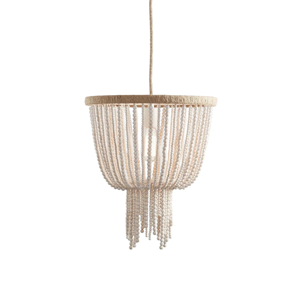Ceiling Chandelier | Wood Beads & Hemp Rope | 38 cm Diameter