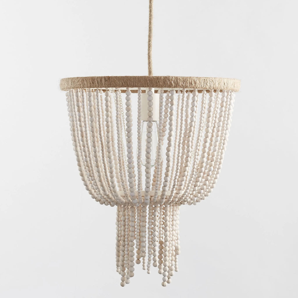 Ceiling Chandelier | Wood Beads & Hemp Rope | 38 cm Diameter