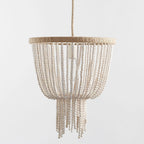 Ceiling Chandelier | Wood Beads & Hemp Rope | 38 cm Diameter