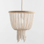 Ceiling Chandelier | Wood Beads & Hemp Rope | 38 cm Diameter