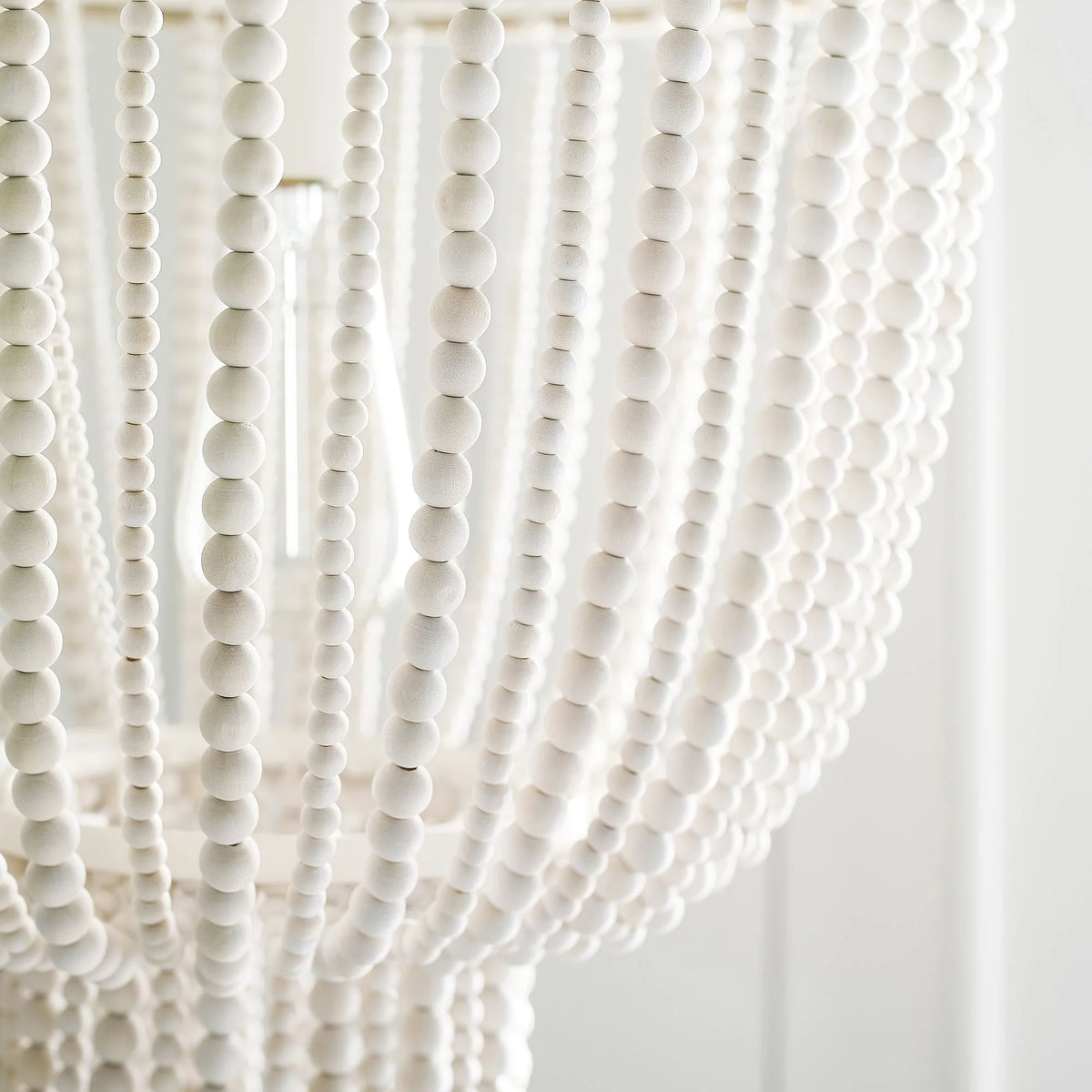 Ceiling Chandelier | Wood Beads & Hemp Rope | 38 cm Diameter