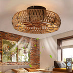 Ceiling Fan | Handwoven Rattan & Ultra-Quiet DC Motor | 48 cm Diameter