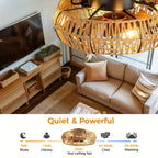 Ceiling Fan | Handwoven Rattan & Ultra-Quiet DC Motor | 48 cm Diameter
