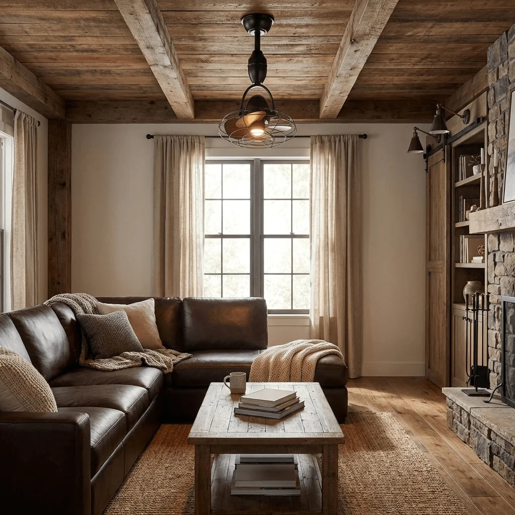 Ceiling Fan | Industrial Cage & Quiet Copper Motor | 12 in Sweep