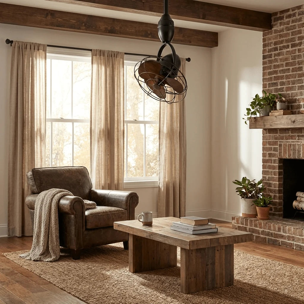 Ceiling Fan | Industrial Cage & Quiet Copper Motor | 12 in Sweep