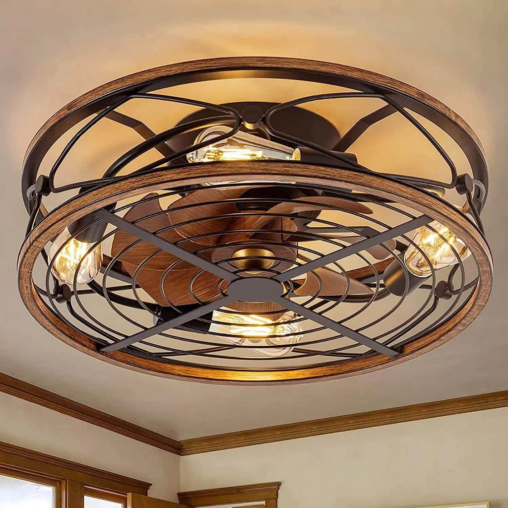 Ceiling Fan Lamp | 4-Light Industrial Iron & Bronze Finish | 45/50 cm