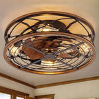 Ceiling Fan Lamp | 4-Light Industrial Iron & Bronze Finish | 45/50 cm
