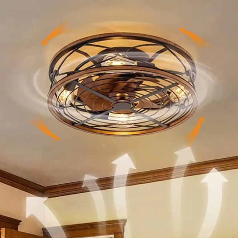 Ceiling Fan Lamp | 4-Light Industrial Iron & Bronze Finish | 45/50 cm
