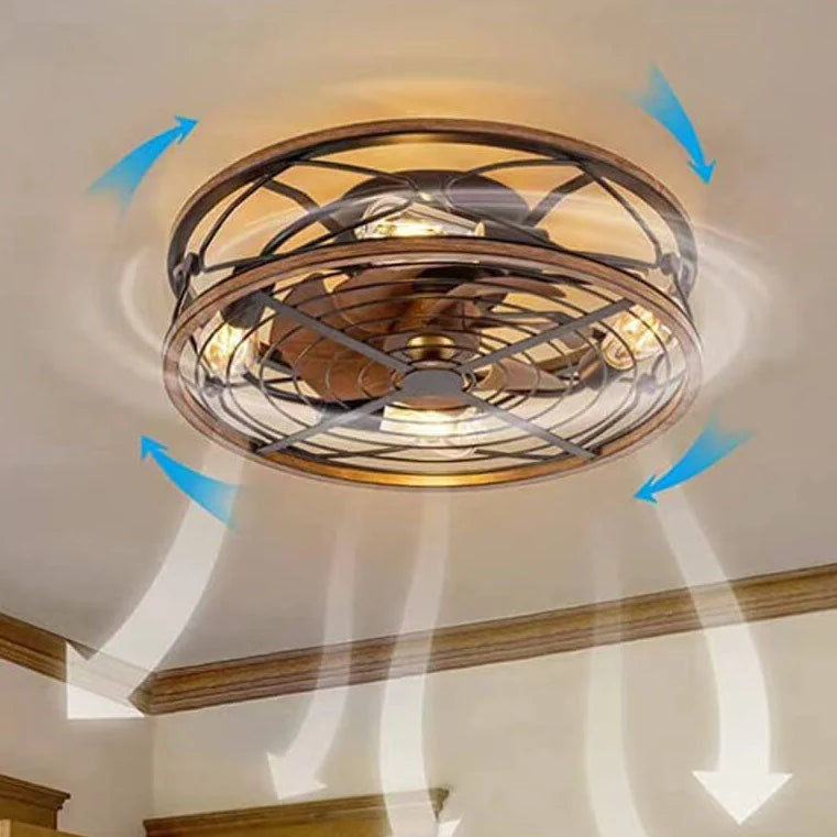 Ceiling Fan Lamp | 4-Light Industrial Iron & Bronze Finish | 45/50 cm
