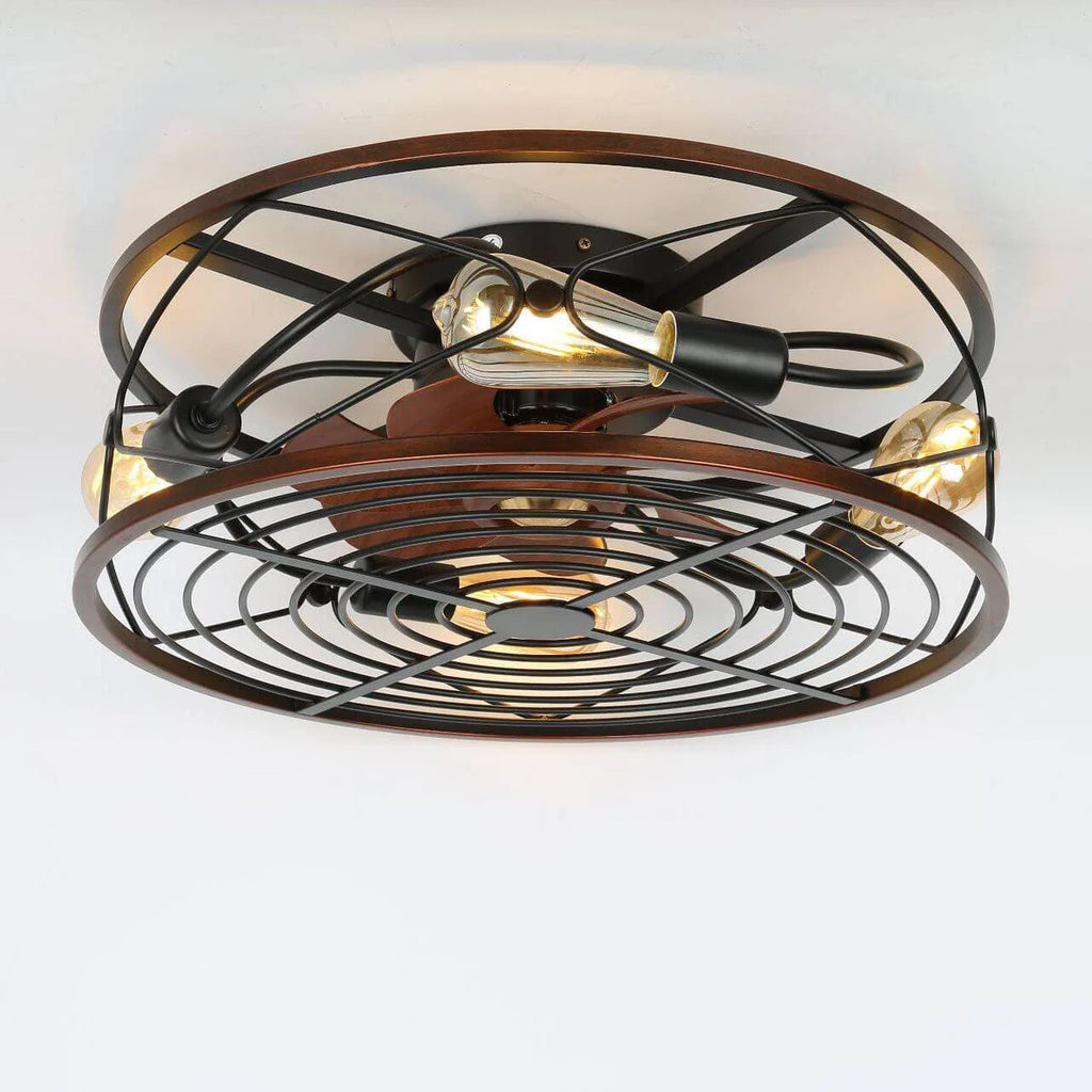 Ceiling Fan Lamp | 4-Light Industrial Iron & Bronze Finish | 45/50 cm