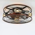 Ceiling Fan Lamp | 4-Light Industrial Iron & Bronze Finish | 45/50 cm