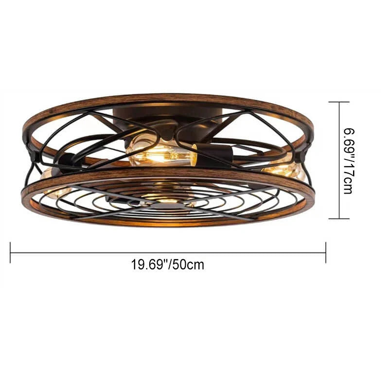 Ceiling Fan Lamp | 4-Light Industrial Iron & Bronze Finish | 45/50 cm