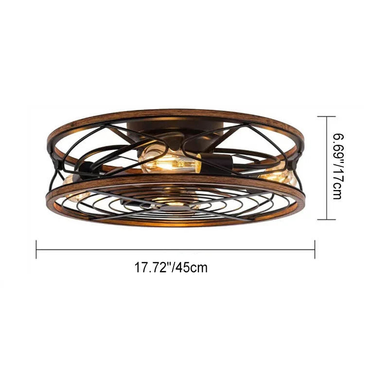 Ceiling Fan Lamp | 4-Light Industrial Iron & Bronze Finish | 45/50 cm