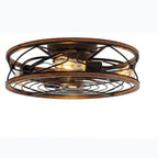 Ceiling Fan Lamp | 4-Light Industrial Iron & Bronze Finish | 45/50 cm