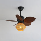 Ceiling Fan Light | Hemp Rope Shade & Remote Control | 76 cm Diameter