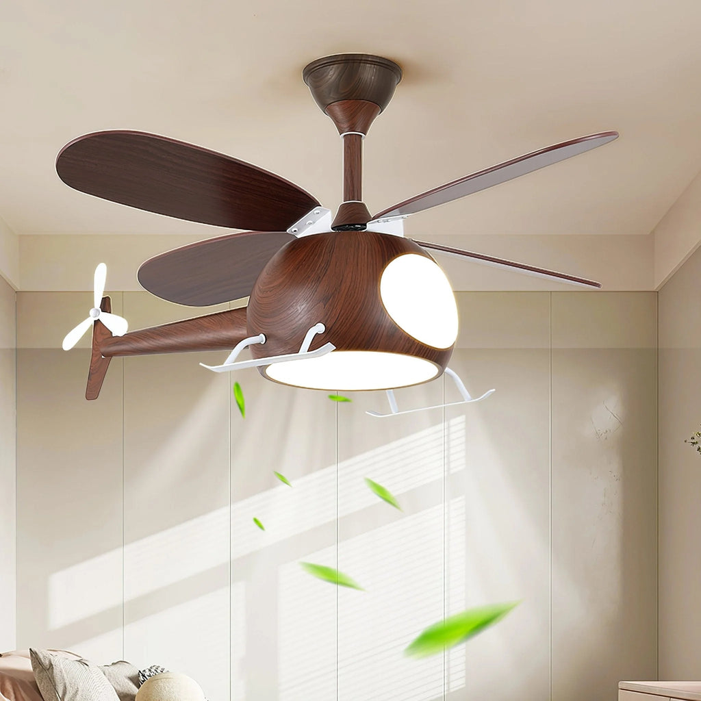 Ceiling Fan With Light | Integrated LED & Remote | Walnut Finish