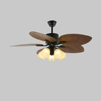 Ceiling Fan With Light | Tropical Wood-Grain Blades & Remote Control | 6-Speed