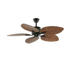 Ceiling Fan With Light | Tropical Wood-Grain Blades & Remote Control | 6-Speed
