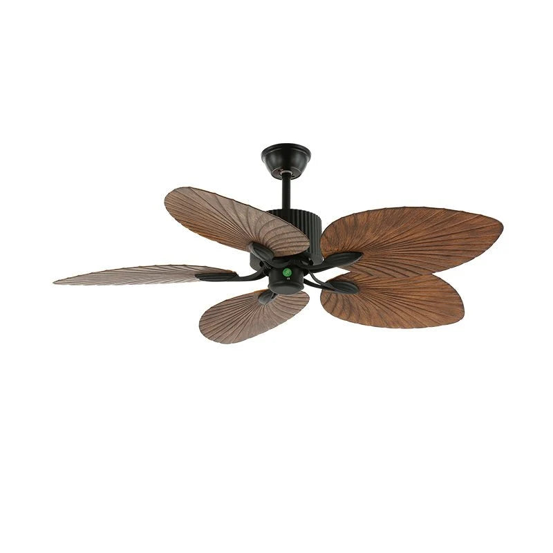 Ceiling Fan With Light | Tropical Wood-Grain Blades & Remote Control | 6-Speed