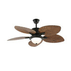 Ceiling Fan With Light | Tropical Wood-Grain Blades & Remote Control | 6-Speed