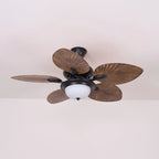 Ceiling Fan With Light | Tropical Wood-Grain Blades & Remote Control | 6-Speed