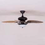 Ceiling Fan With Light | Tropical Wood-Grain Blades & Remote Control | 6-Speed