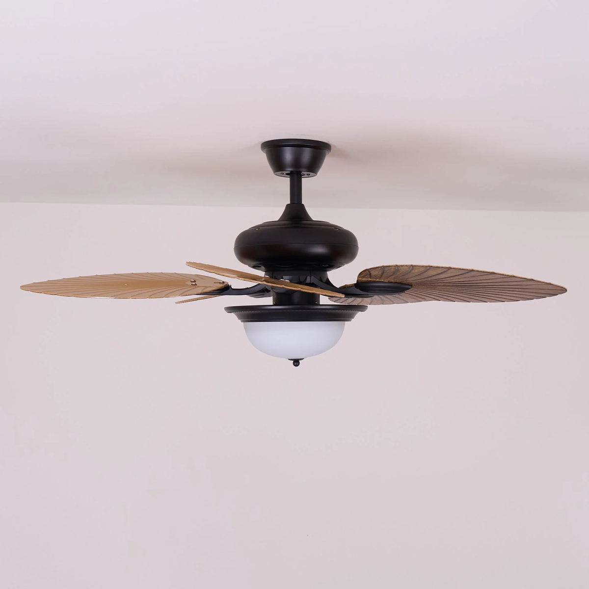 Ceiling Fan With Light | Tropical Wood-Grain Blades & Remote Control | 6-Speed