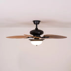 Ceiling Fan With Light | Tropical Wood-Grain Blades & Remote Control | 6-Speed