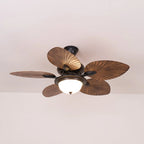 Ceiling Fan With Light | Tropical Wood-Grain Blades & Remote Control | 6-Speed