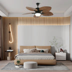 Ceiling Fan With Light | Tropical Wood-Grain Blades & Remote Control | 6-Speed