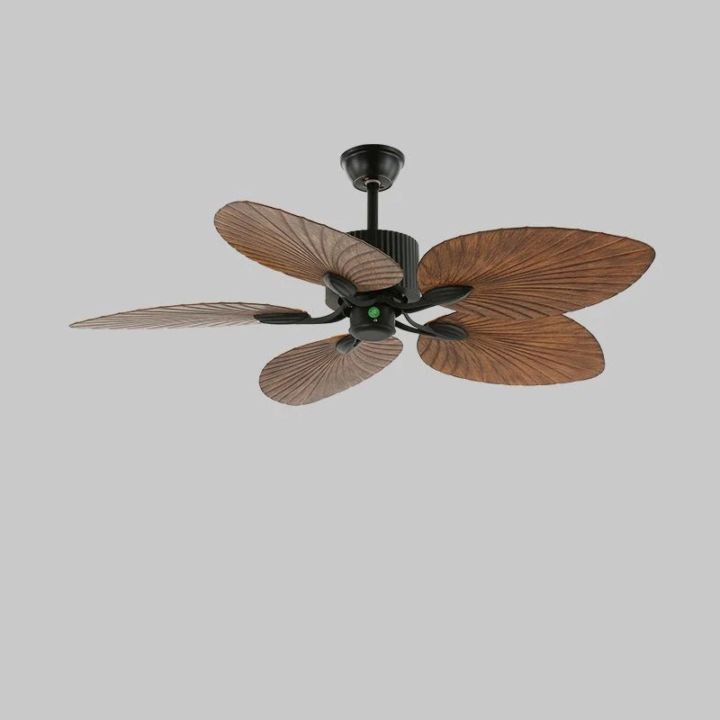 Ceiling Fan With Light | Tropical Wood-Grain Blades & Remote Control | 6-Speed
