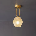 Ceiling Lamp | Diamond-Pattern Gold Finish & Integrated LED | Compact Profile
