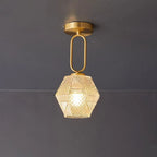 Ceiling Lamp | Diamond-Pattern Gold Finish & Integrated LED | Compact Profile