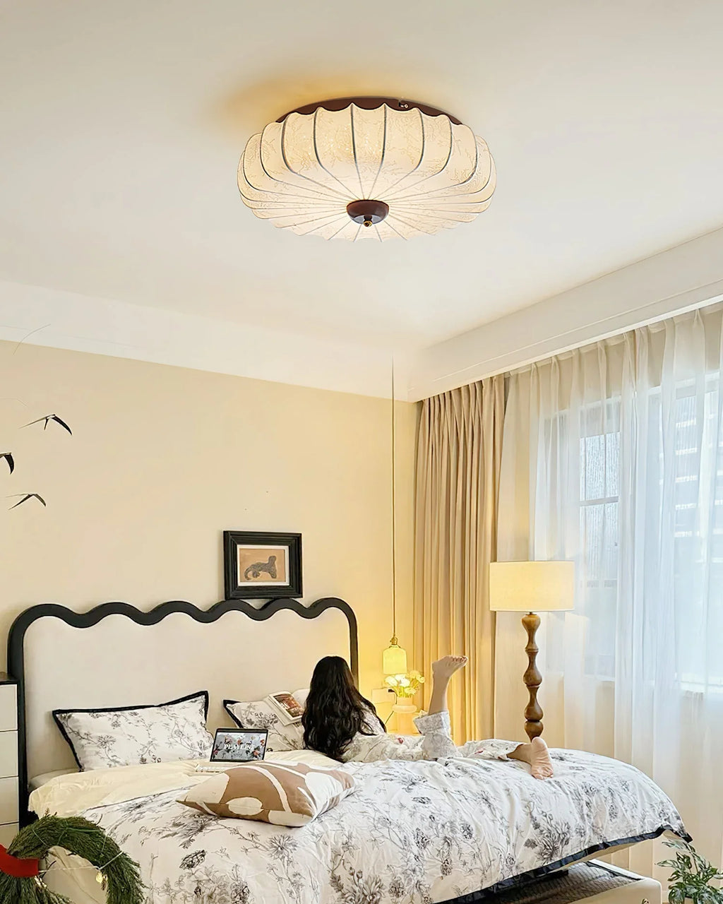 Ceiling Lamp | Integrated LED & Wood Canopy | Dia 40/50/60 cm