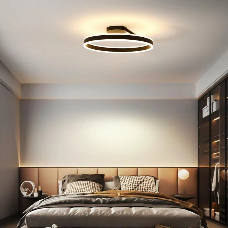 Ceiling Lamp | Modern Metal Ring & Dimmable | White/Black