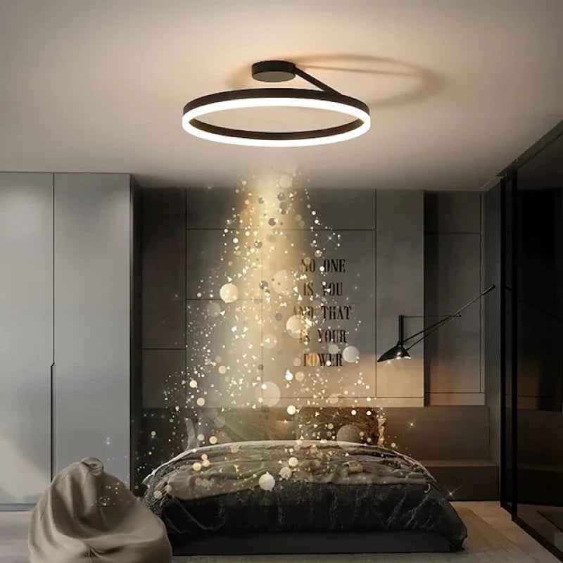 Ceiling Lamp | Modern Metal Ring & Dimmable | White/Black