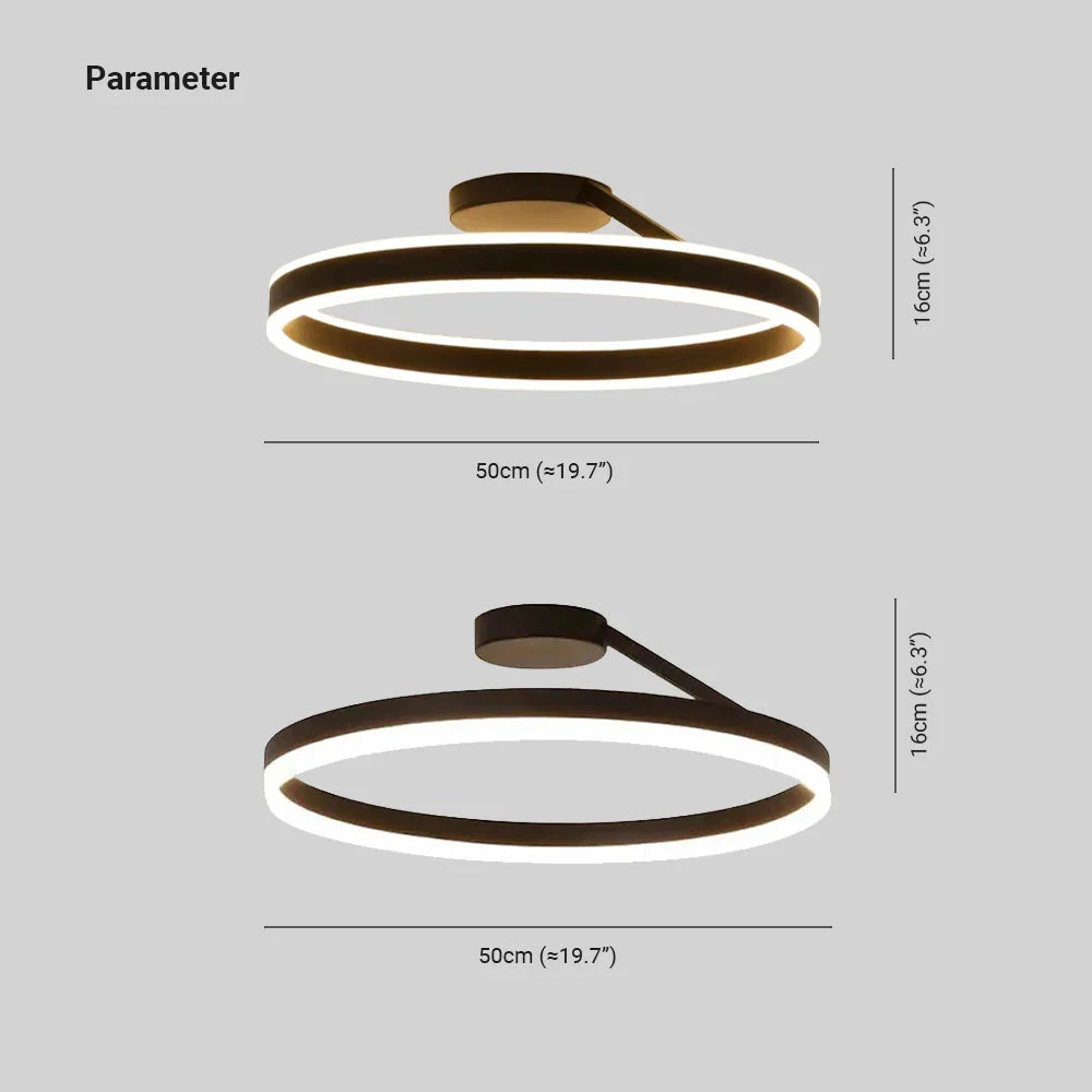 Ceiling Lamp | Modern Metal Ring & Dimmable | White/Black