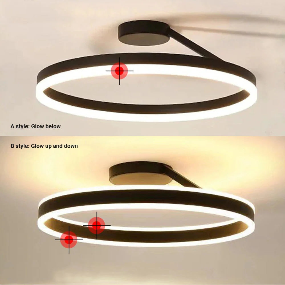 Ceiling Lamp | Modern Metal Ring & Dimmable | White/Black