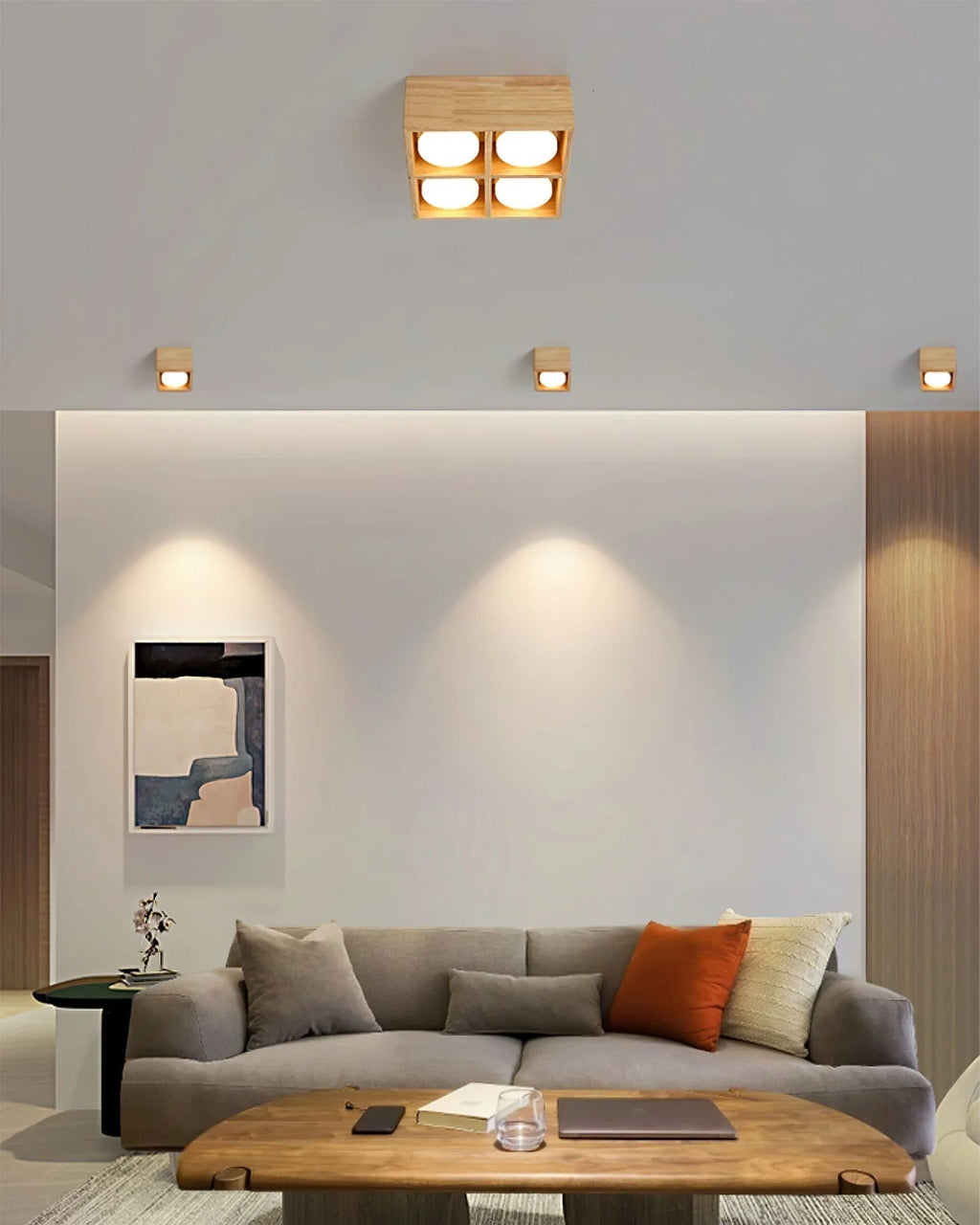 Ceiling Lamp | Rubberwood & Acrylic Integrated LED | 3 Size Options