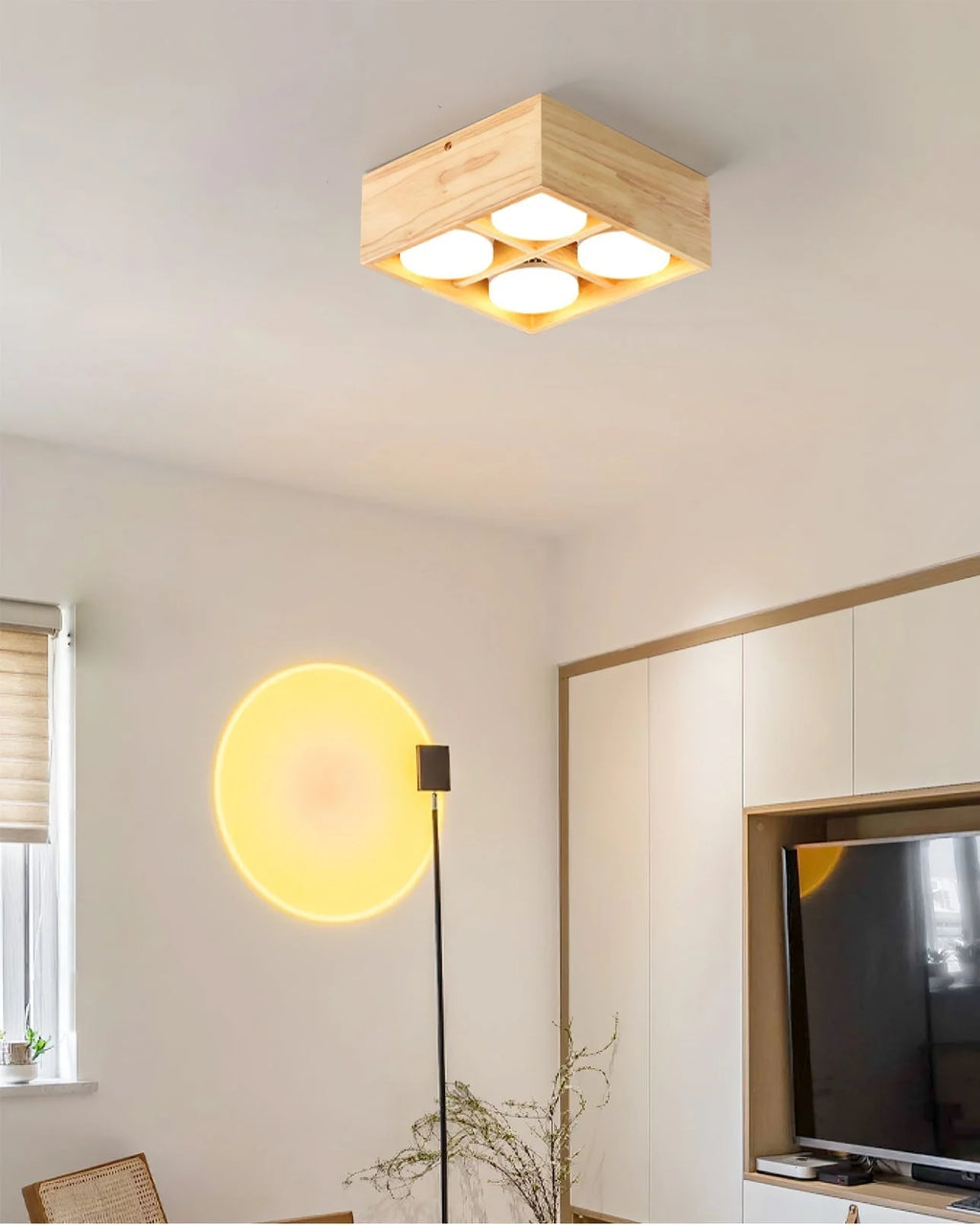 Ceiling Lamp | Rubberwood & Acrylic Integrated LED | 3 Size Options