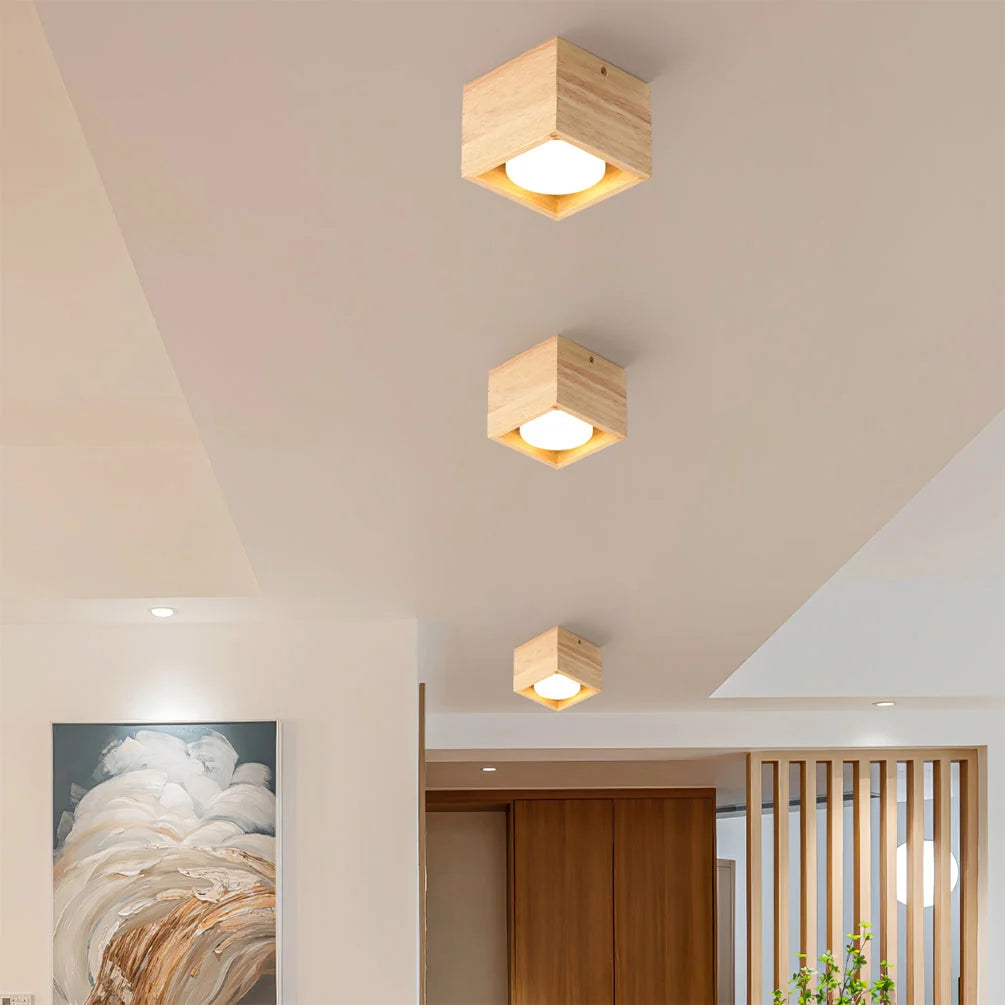 Ceiling Lamp | Rubberwood & Acrylic Integrated LED | 3 Size Options