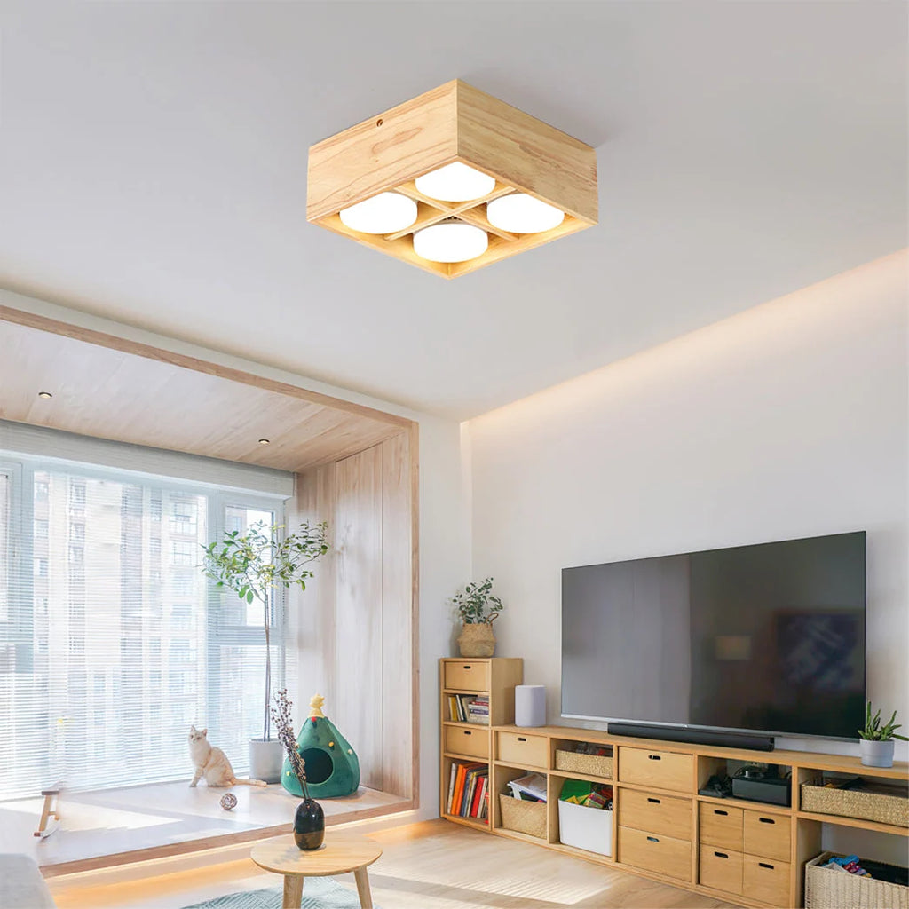 Ceiling Lamp | Rubberwood & Acrylic Integrated LED | 3 Size Options